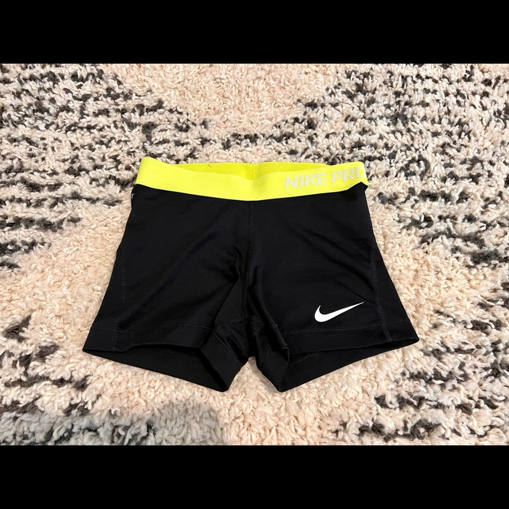 Nike Black and Yellow Athletic Shorts